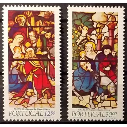 Portugal 1983 Christmas, Stained Glass Nativity Scenes, UNM / MNH
