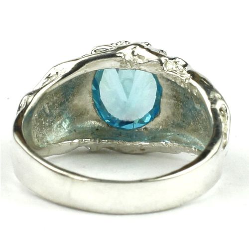 Swiss Blue CZ, 925 Sterling Silver Men's Ring, SR168