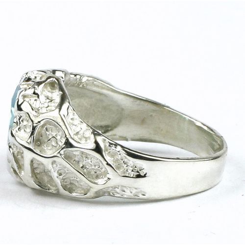 Swiss Blue CZ, 925 Sterling Silver Men's Ring, SR168