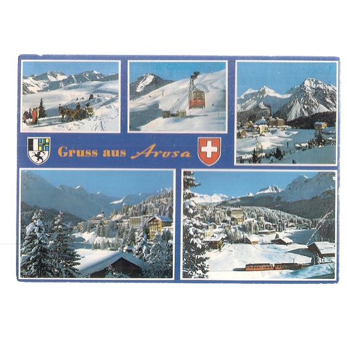 AROSA, SWITZERLAND . used vintage postcard 1985 postmark /