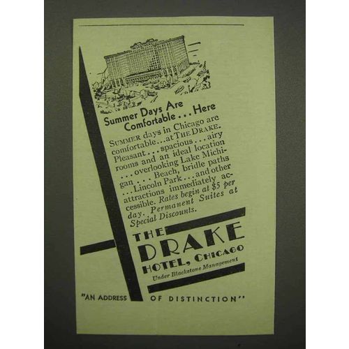 1930 The Drake Hotel Ad - Summer Days are Comfortable