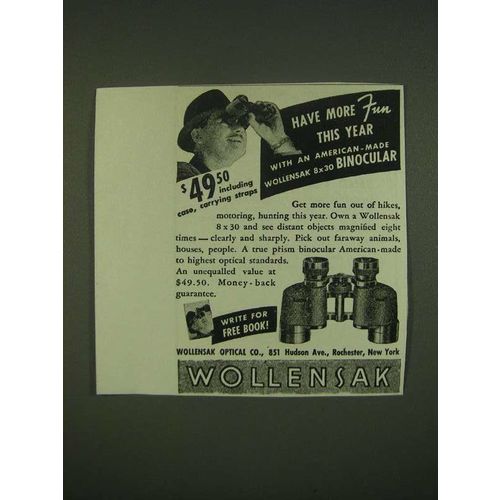 1940 Wollensak 8x30 Binocular Ad - Have more fun this year