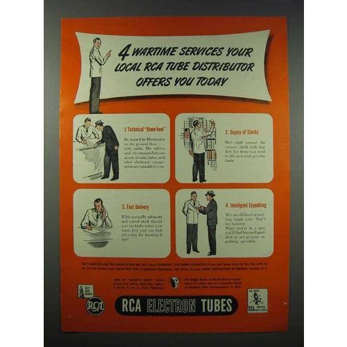 1943 RCA Electron Tubes Ad - Wartime Services