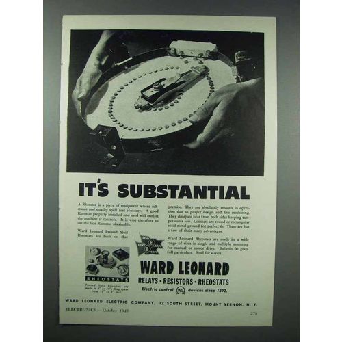 1943 Ward Leonard Pressed Steel Rheostat Ad
