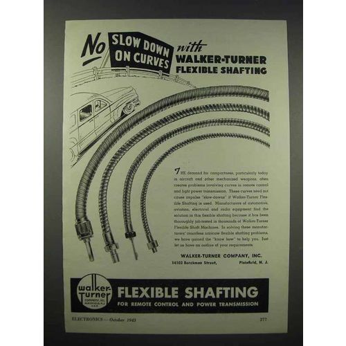 1943 Walker-Turner Flexible Shafting Ad - No Slow Down