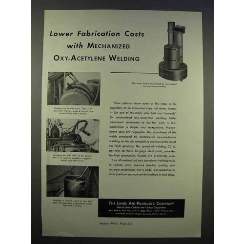 1946 Linde Air Products Ad - Oxy-Acetylene Welding