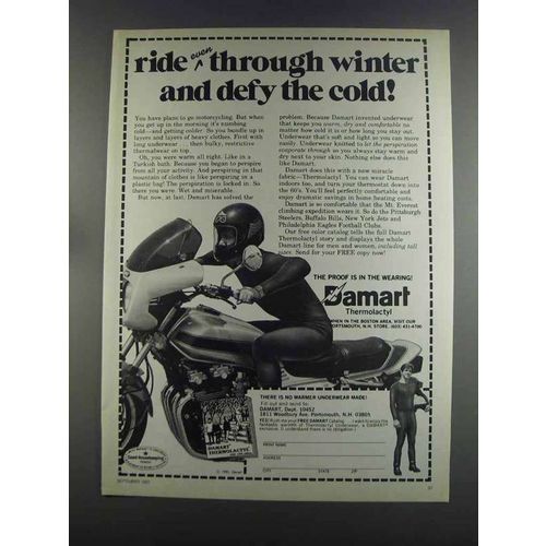 1982 Damart Underwear Ad - Ride Even Through Winter