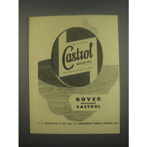 1949 Castrol Motor Oil Ad - Rover recommend Castrol