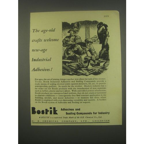 1949 Bostik Adhesives and Sealing Compounds Ad - The age-old crafts welcome
