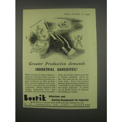 1949 Bostik Adhesives and Sealing Compounds Ad - Greater production demands
