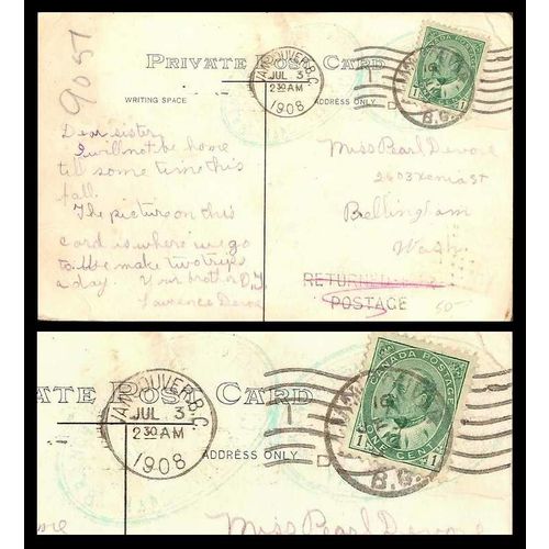 Canada Vancouver Dead Letter (DLO) to USA 1908