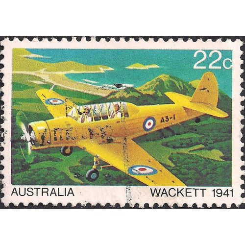AIR, AUSTRALIA, Wackett 1941, yellow plane 1980, 22c