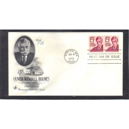 FDC Art Craft 1305E 15c Oliver W. Holmes Pair (Cachet-U/A) CV41652