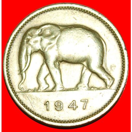 SOUTH AFRICA ELEPHANT:BELGIAN CONGO★2 FRANCS 1947 UNCOMMON★LOW START★NO RESERVE!