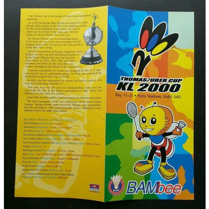 Malaysia Thomas Uber Cup KL 2000 Badminton Sport Games Flag (FDC pair) *rare