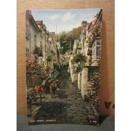 HIGH STREET, CLOVELLY, DEVON unused vintage postcard by Valentine =