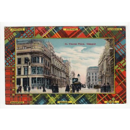 St Vincent Place Glasgow Postcard Cameron Tartan