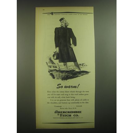 1945 Abercrombie & Fitch Greatcoat Advertisement - So warm!