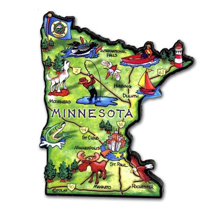 Minnesota The Land of Lakes State Artwood Jumbo Fridge Magnet