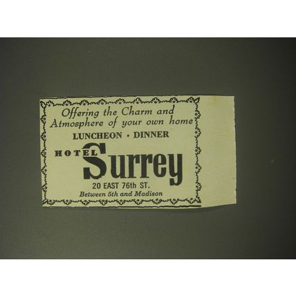 1948 Hotel Surrey Ad - Offering the charm and atmosphere of your own home