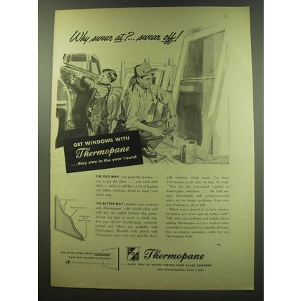 1949 Libbey-Owens-Ford Thermopane Windows Ad - Why swear at? .. swear off!