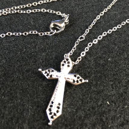 Necklace Petite Cross 925 Sterling Blue Crystals #306 USA Seller