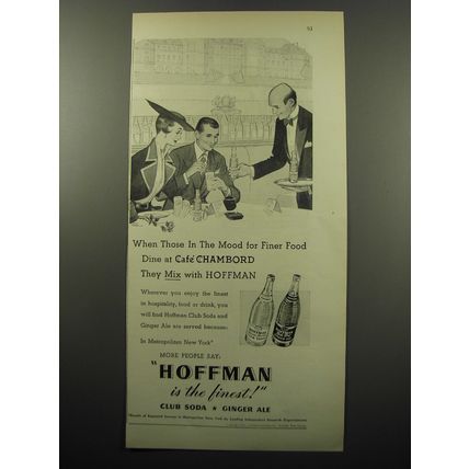 1950 Hoffman Club Soda and Ginger Ale Ad - Dine at Cafe Chambord