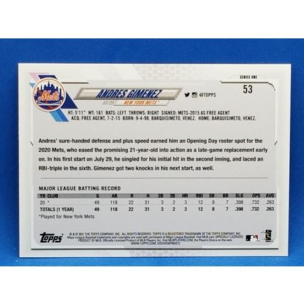2021 Topps #53 Andres Gimenez RC
