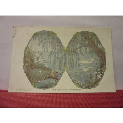 A frog, he would a-wooing go, NURSERY RHYME used antique postcard 1923 pm /