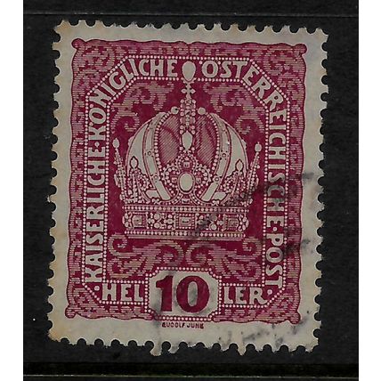 AUSTRIA 1916 IMPERIAL AUSTRIAN CROWN 10H RED SG 250 FINE USED