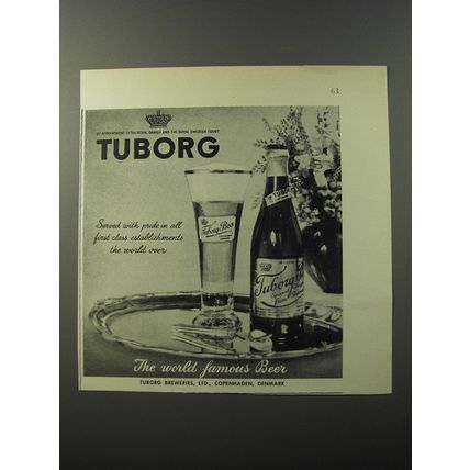 1953 Tuborg Beer Ad - The world famous Beer