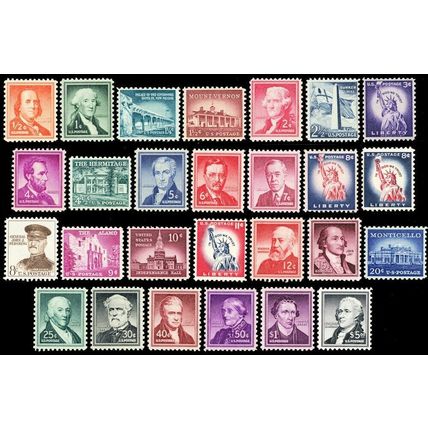 Liberty Issue of 1954-68 Complete Mint NH Set of 27 Stamps Scott 1030-1053