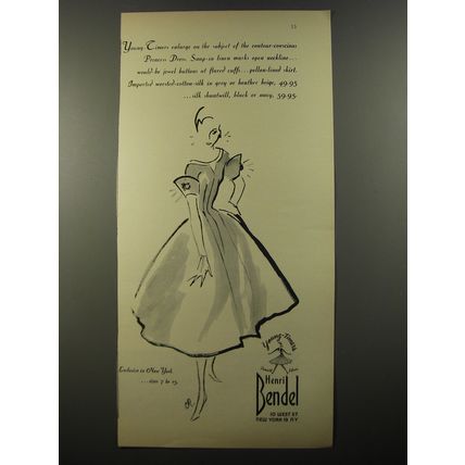 1954 Henri Bendel Princess Dress Ad - Young-Timers enlarge on the subject