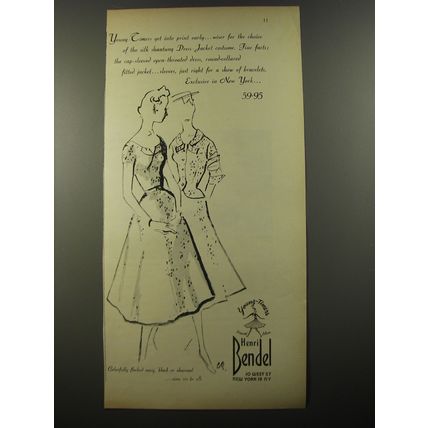 1954 Henri Bendel Dress-Jacket Ad - Young-Timers get into print early