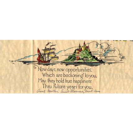1935 USA made "To A Graduate" parchment artistry