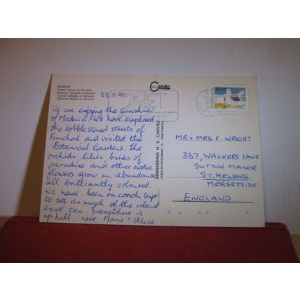 COTTAGES, SANTANA, MADEIRA, PORTUGAL used postcard 1991 pm =