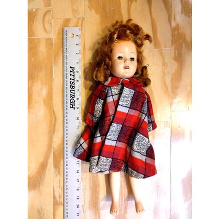 Creepy? Halloween Girl Doll/White Dress With Red Coat Eyes Open/Close Needs TLC