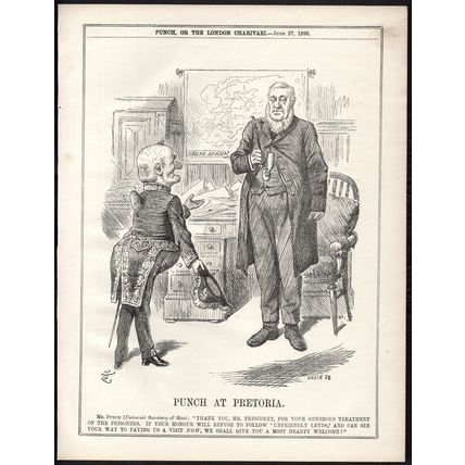 PUNCH AT PRETORIA 1896 Sir John Tenniel - Joseph Swain PUNCH CARTOON PAGE