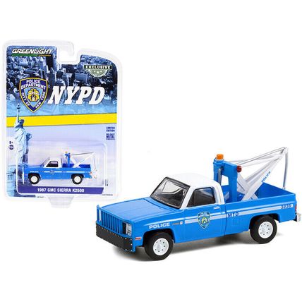 1987 GMC Sierra K2500 Tow Truck with Drop in Tow Hook Blue with White Top "Ne...