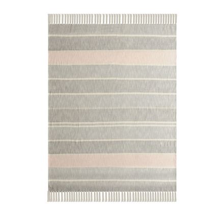 Gray Woven Cotton Striped Throw Blanket