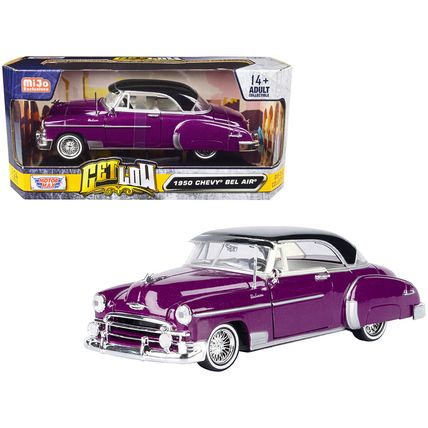1950 Chevrolet Bel Air Lowrider Purple Metallic with Black Top and White Inte...