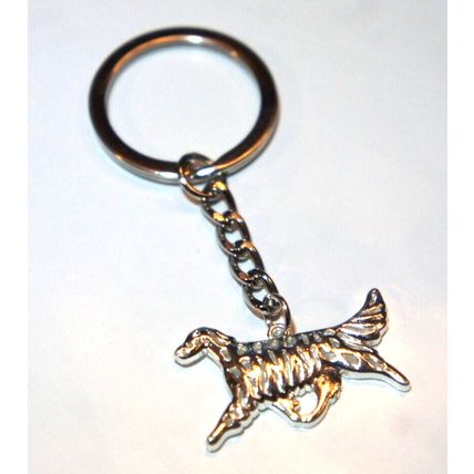 ENGLISH SETTER DOG KEY RING WITH KEY CHAIN & VELVET GIFT BAG