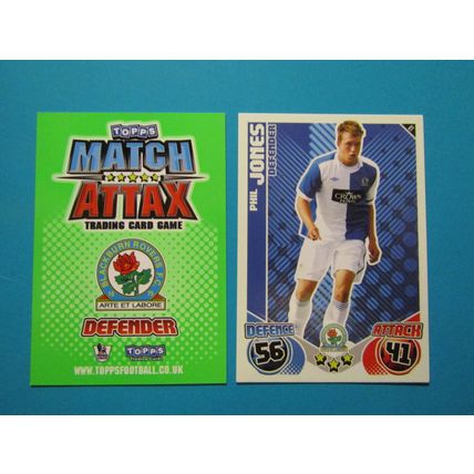 61. Phil Jones - Blackburn Rovers - Match Attax 2010/11 Football Card EF1