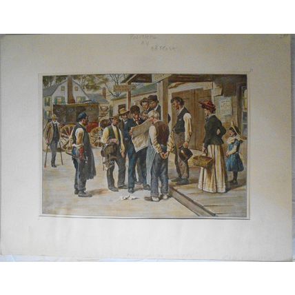 Politics by A. B. Frost. Hand-colored. Original antique print. 1904.