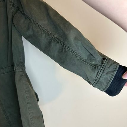 Halogen Women's Utility Jacket S Hooded High Neck Army Green Zip Pockets