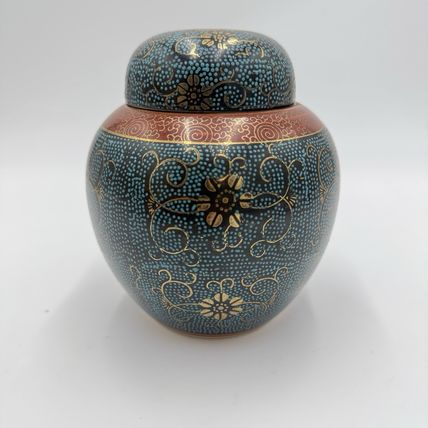 Antique (1890-1920) Asian Satsuma Ware Stamped Handmade Japan Pottery Ginger Jar