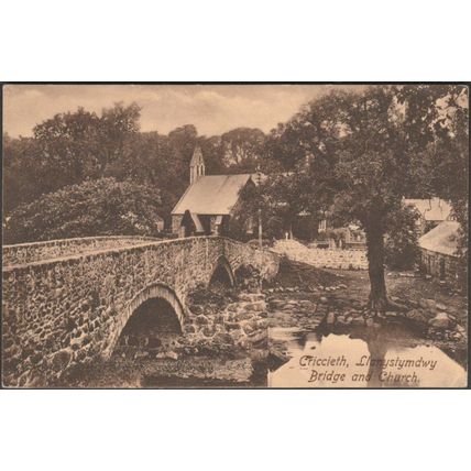 Llanystymdwy Bridge and Church, Criccieth, 1919 - Frith's Postcard