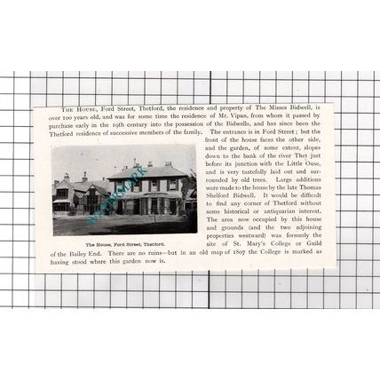 The House Ford Street Thetford Norfolk Bidwell Vipan - 1911 Cutting