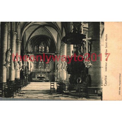 Courtrai (Kortrijk), Interieur Saint Martin, Belgium, 1910s, Postcard