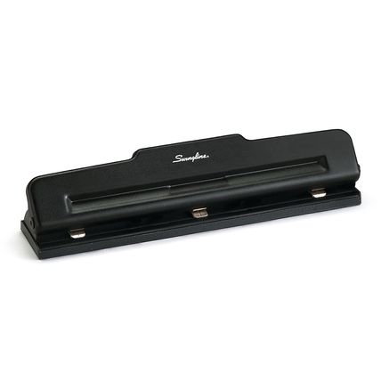 10-Sheet Desktop Three-Hole Adjustable Punch 9/32" Holes Black